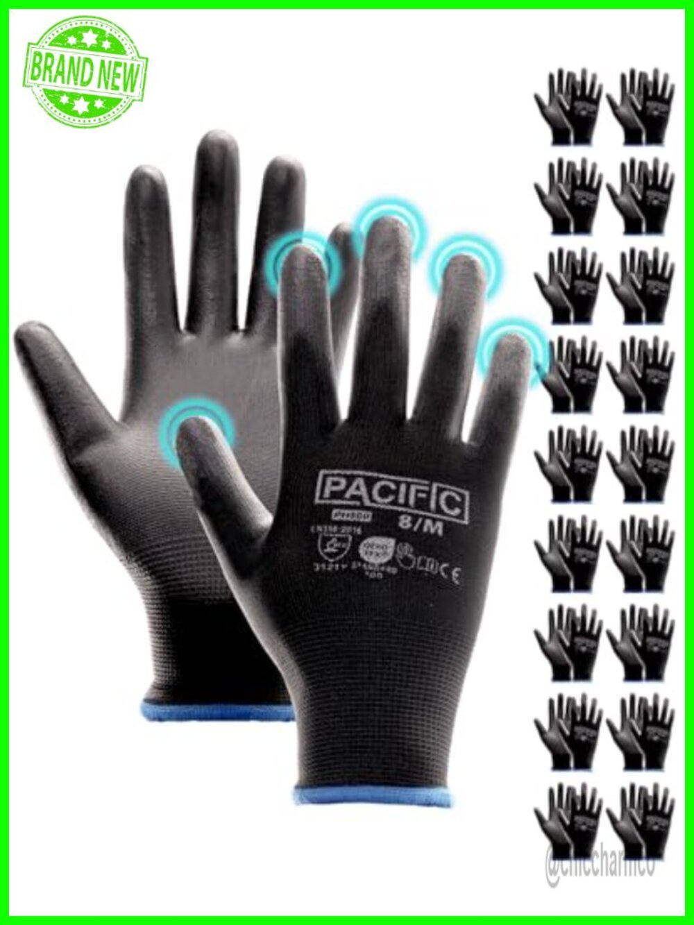 PU Coated Grip Work Gloves Touchscreen Seamless Knit Medium 18 Pairs